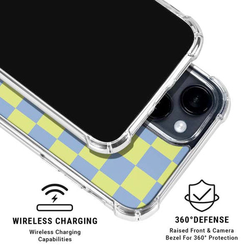 Neon Checkered iPhone 15 Clear Case